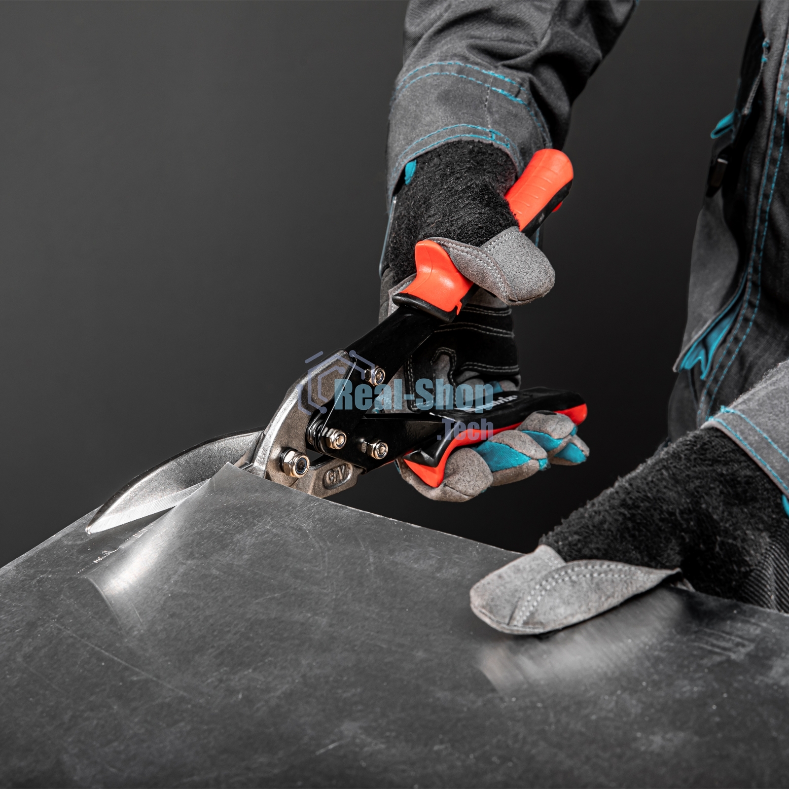 Ножницы по металлу Matrix, удлиненные, 285 мм, пряморежущие, обрезиненные рукоятки