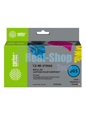 Заправочный набор Cactus CS-RK-3YM60 многоцветный 3x30мл для HP DeskJet 2710/2120/2721/2722