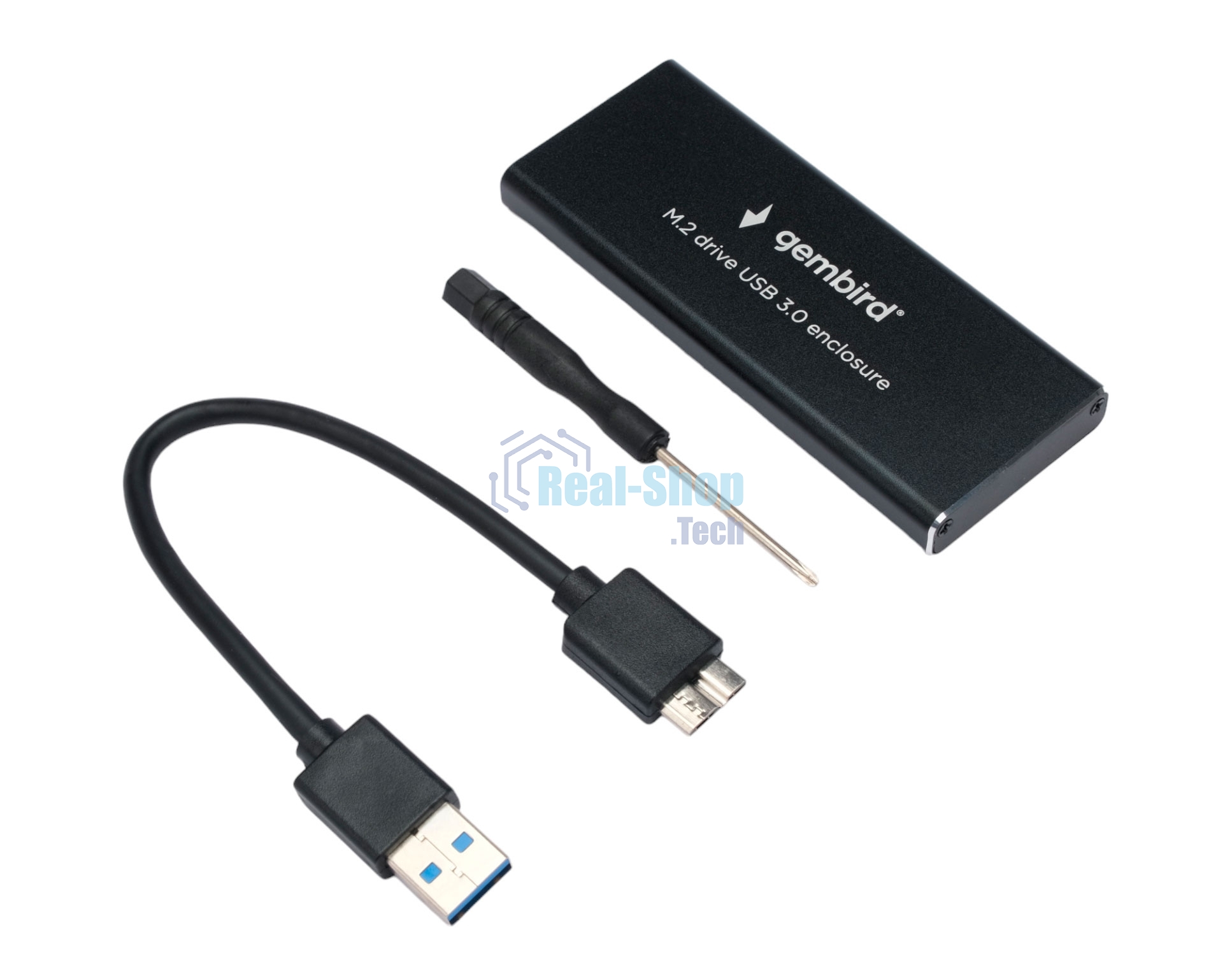 Внешний корпус Gembird EEM2-SATA-1 USB 3.0 для M2 SATA порт MicroB, металл, черный