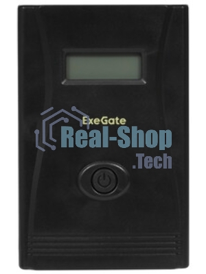 Источник бесперебойного питания ExeGate Smart LB-1000.LCD.AVR.2SH.USB (1000VA/650W, LCD, AVR, 2*Schuko, USB, батарея 12V 9Ah, черный)