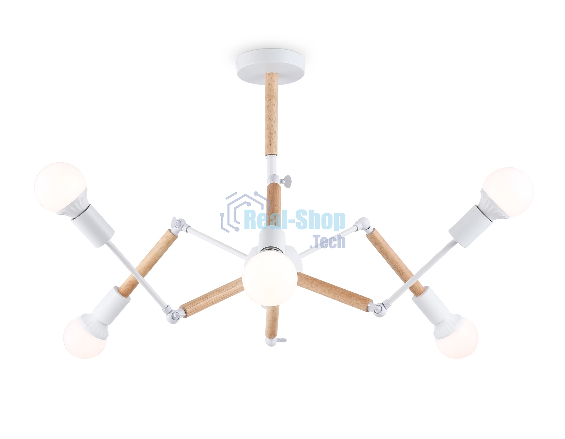 Светильник Ambrella light TR80485/6 WH/LW белый/светлое дерево E27/6 max 60W D930*510