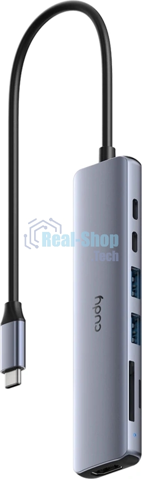 USB-концентратор CUDY UH407, USB Type-C, HDMI, microSD/SD, адаптер/USB Type-C