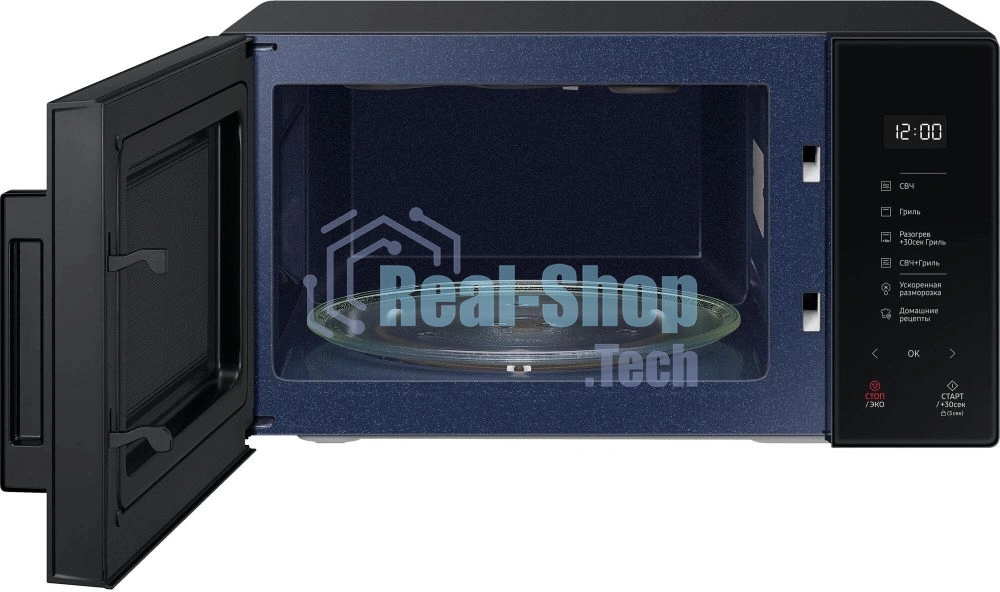 Микроволновая печь Samsung MG23T5018AK/BW черный, 23 л, 800 Вт, переключатели - сенсор