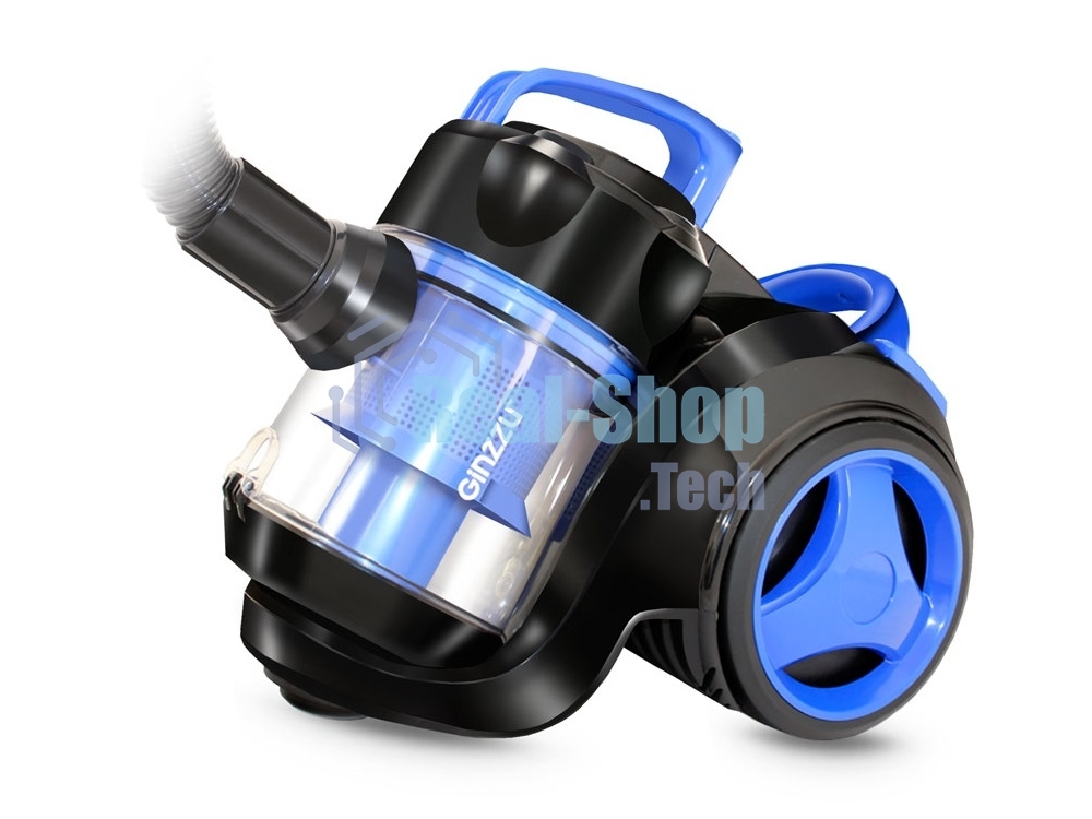 Пылесос Ginzzu VS420, 1700/275 Вт., без мешка, циклонный фильтр, черный/синий