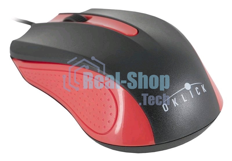Мышь проводная Oklick 225M черный/красный, 1200 dpi, USB, кнопки - 3