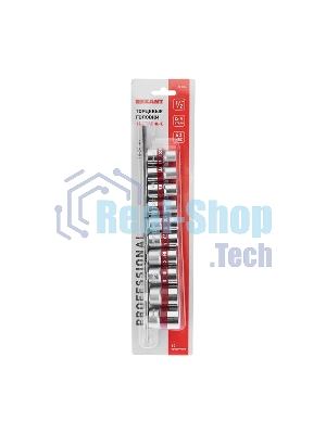 Набор торцевых головок Rexant 1/2, двенадцатигранные, CrV, 10 шт., 10-24 мм