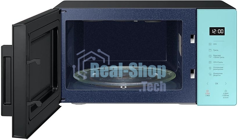 Микроволновая печь Samsung MG23T5018AN/BW голубой, 23 л, 800 Вт, переключатели - сенсор