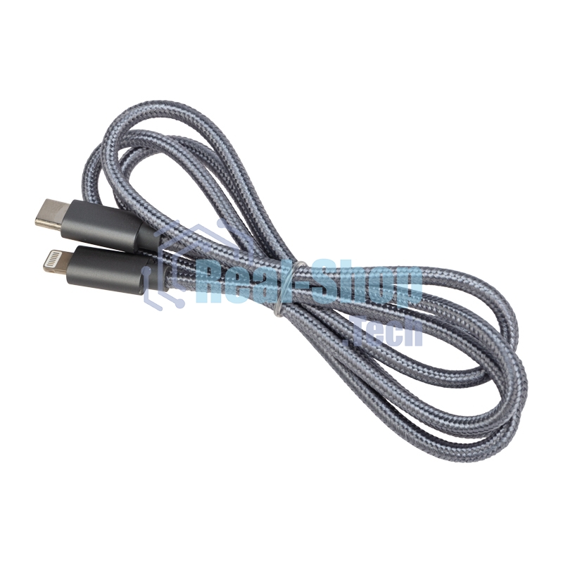 Кабель Rexant Type-C - Lightning PD/1м/nylon/gray
