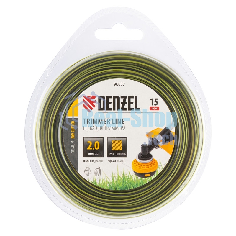 Леска для триммера Denzel двухкомпонентная квадратная, 2,0 мм х 15 м, блистер SkyCutter