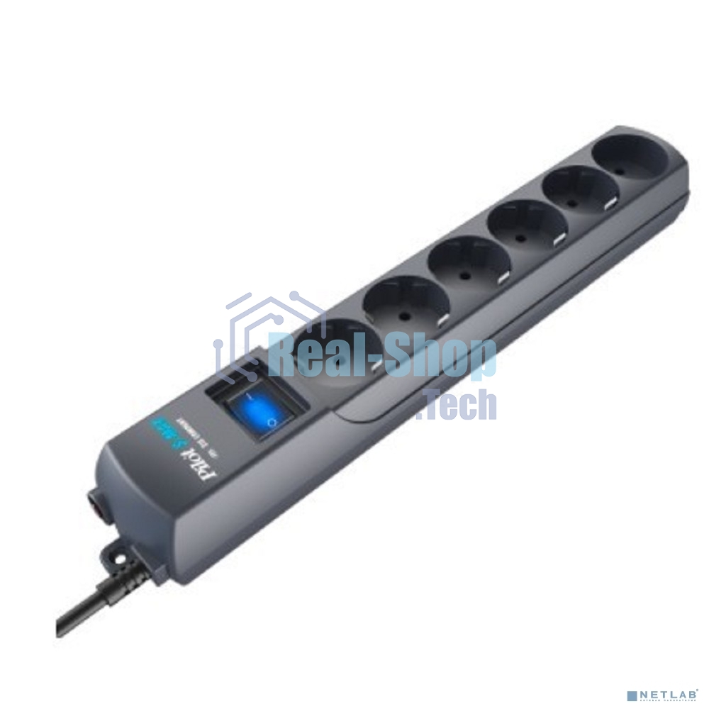 Сетевой фильтр Surge protector Pilot S Max (5 euros + 1GP), 15A/3.5kVA, automatic, 5 m, graphite