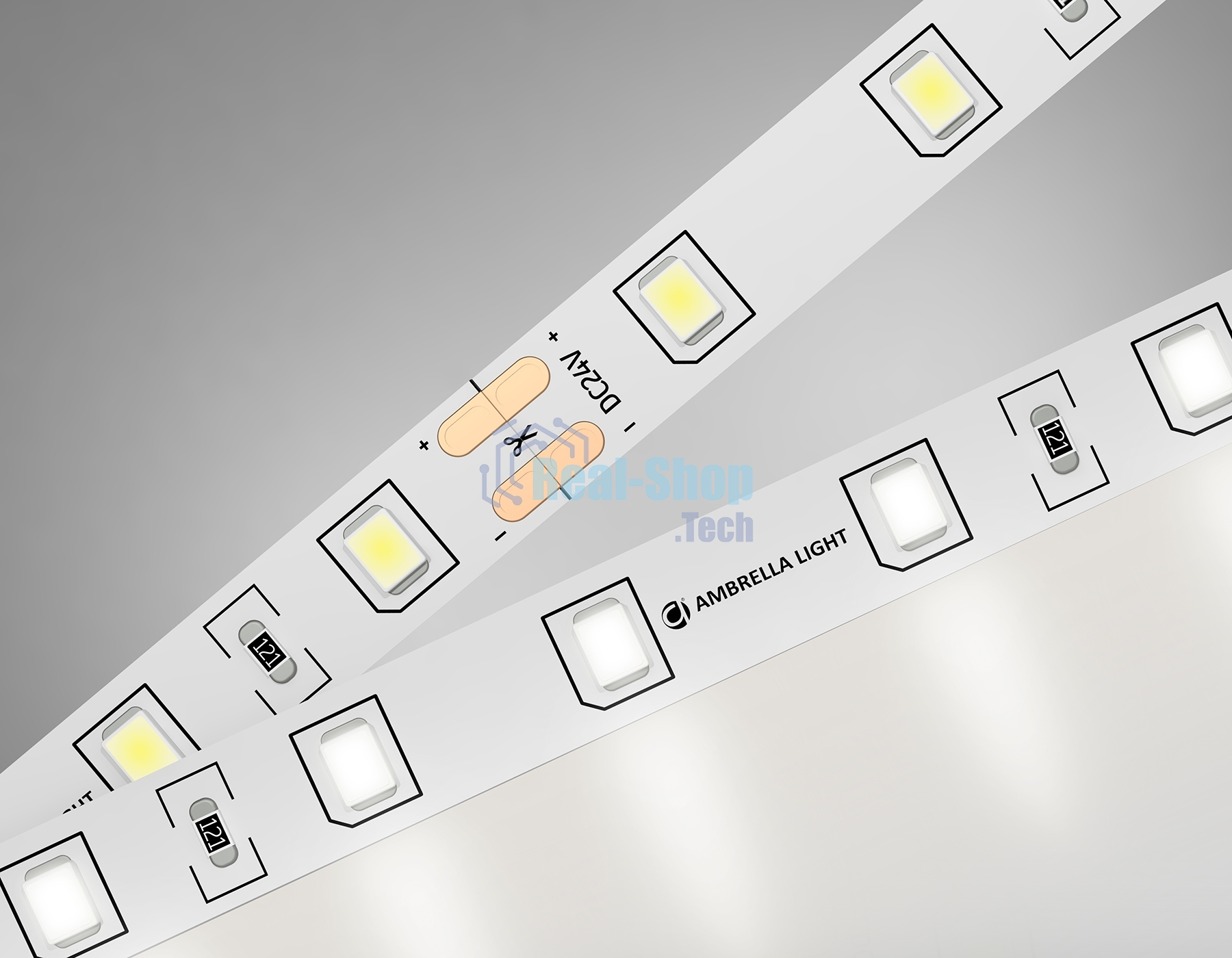 Светодиодная лента Ambrella light GS3002 2835 60Led/ 6W m/ 24V IP20 4500K/ 5000*8*1.2mm (2 конт.)