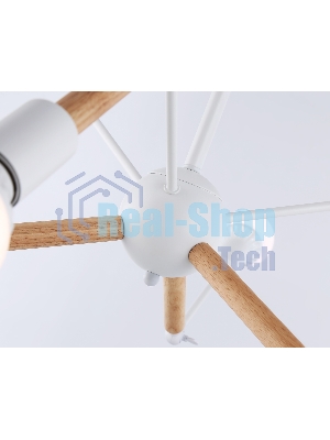 Светильник Ambrella light TR80485/6 WH/LW белый/светлое дерево E27/6 max 60W D930*510