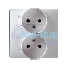 Розетка SIMON 15 1590457-0302-я без заземления белая в сборе с рамкой литая моноблок