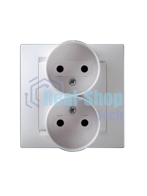 Розетка SIMON 15 1590457-0302-я без заземления белая в сборе с рамкой литая моноблок