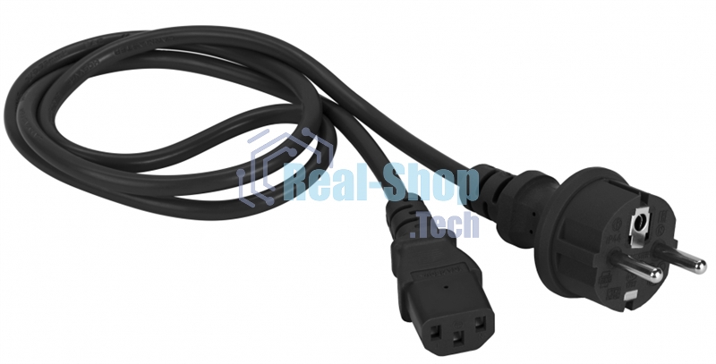 Шнур питания Lanmaster C13-Schuko, 3х0.75, 220В, 10А, черный, 1.8 метра