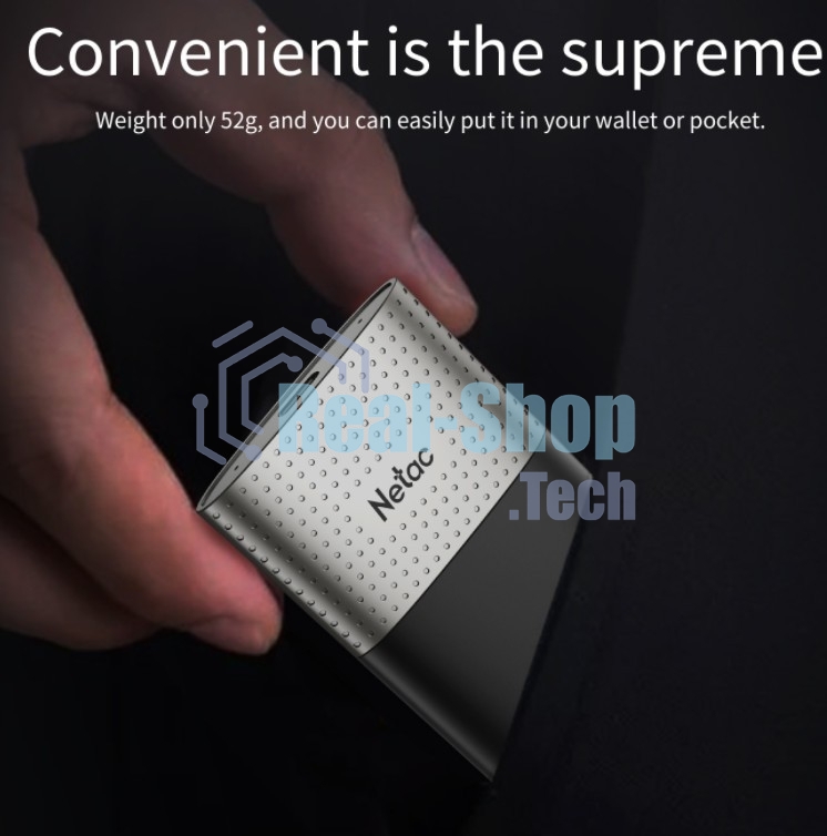 Внешний SSD Netac Z9, 250 Gb, USB 3.2 Gen 2 Type-C, R/W 550/480, черный