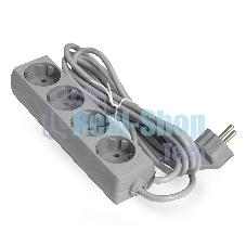 Удлинитель ExeGate ECE-4-3G (EX285814RUS), серый, 3 м, евровилка с заземлением, 4 евророзетки с заземлением, 2200 Вт