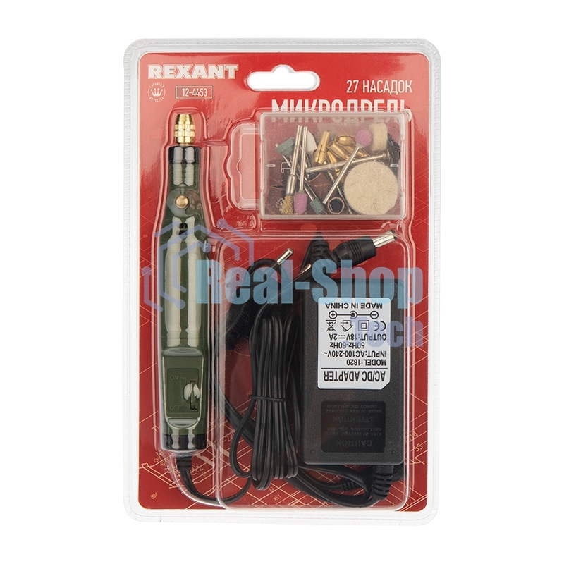 Дрель (гравер) Rexant 5000 - 18000 об/мин, 20 Вт, 26 насадок, блистер