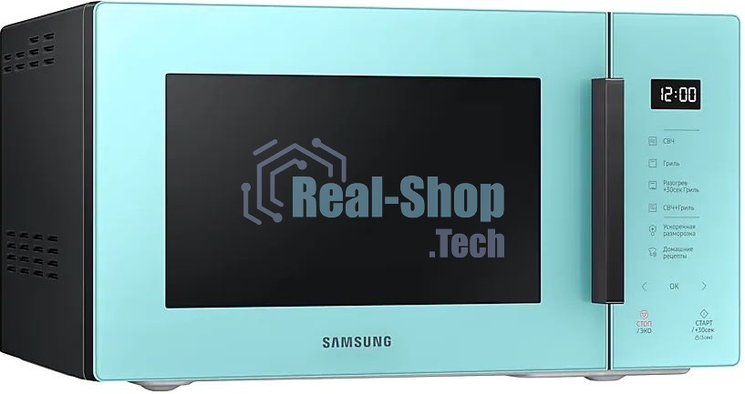 Микроволновая печь Samsung MG23T5018AN/BW голубой, 23 л, 800 Вт, переключатели - сенсор
