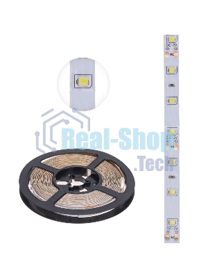 Лента светодиодная 5 м 12 В 2835 6500 К IP23 60 LED/м для БП с клеммами LAMPER