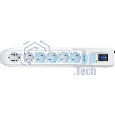 Сетевой фильтр Pilot L GP 6 розеток (5 евро + 1GP) 10 м/Surge protector Pilot L GP 6 outlets (5 EUR + 1GP) 10 m белый