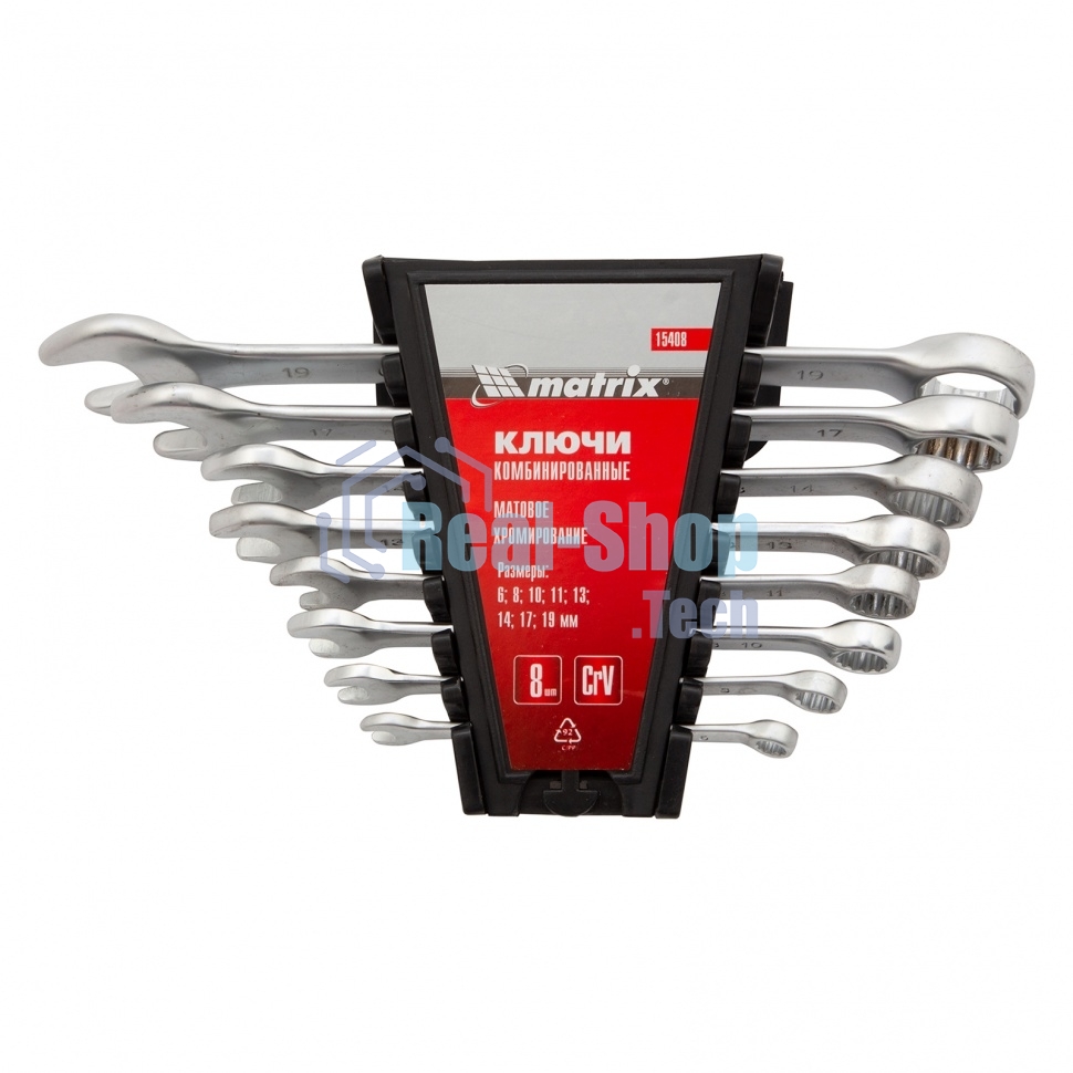 Набор ключей комбинированных Matrix 6 - 19 мм, 8 шт., CrV, матовый хром