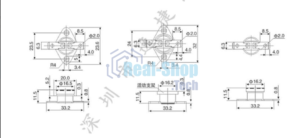 Термостат биметаллический KSD301 10А/40 С нормально разомкнутый