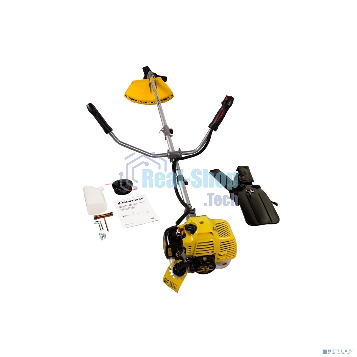 Триммер Champion Т333-2 (2 коробки) разъемн. вал(Мощность 0.9/1.23 кВт/л.с., объем двигателя 32,6 см3, вес 7.2кг, бак 0,85л, используемая леска 1,6-3.0мм, рукоятка U-образная, прямая/разъемная штанга, ширина среза (леска/нож) 400/255, длина штанги 1343 мм