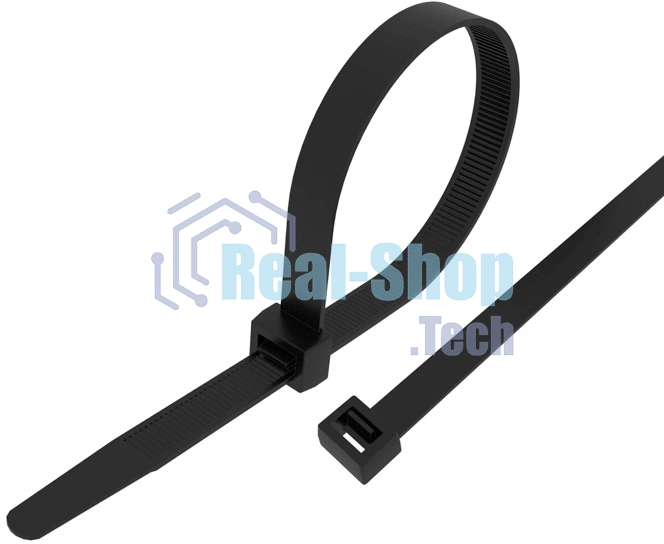 Хомут-стяжка кабельная нейлоновая Rexant 300 x7,6 мм, черная, упаковка 100 шт.