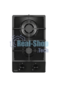 Газовая варочная панель MONSHER MSG 33 Noir, газ, High-Tech, 29 см, автоматический электроподжиг, газ-контроль, форсунки под сжиженый газ, SABAF конфорки, чугунные решетки, черный