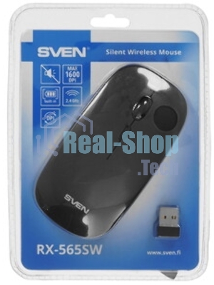 Мышь беспроводная SVEN RX-565SW темно-серый, 1600 dpi, радиоканал, USB, кнопки - 4