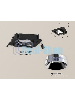 Комплект встраиваемого поворотного светильника Ambrella light XC7659022 SBK/PSL черный песок/серебро полированное MR16 GU5.3 (C7659, N7032)