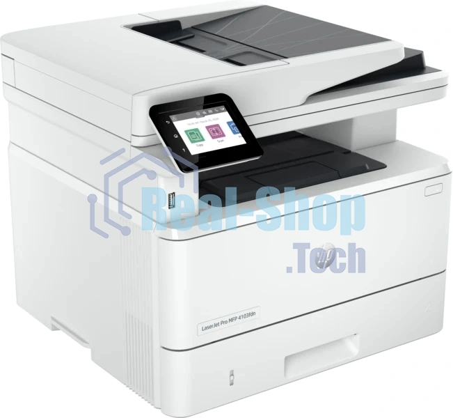 МФУ лазерное HP LaserJet Pro 4103fdn (2Z628A), A4, ч/б, печ. до 40 стр/мин., скан. до 29 стр/мин. (ч/б) 20 стр/мин. (цвет), 1200 x 1200 dpi, USB, RJ-45, Air Print, Mopria