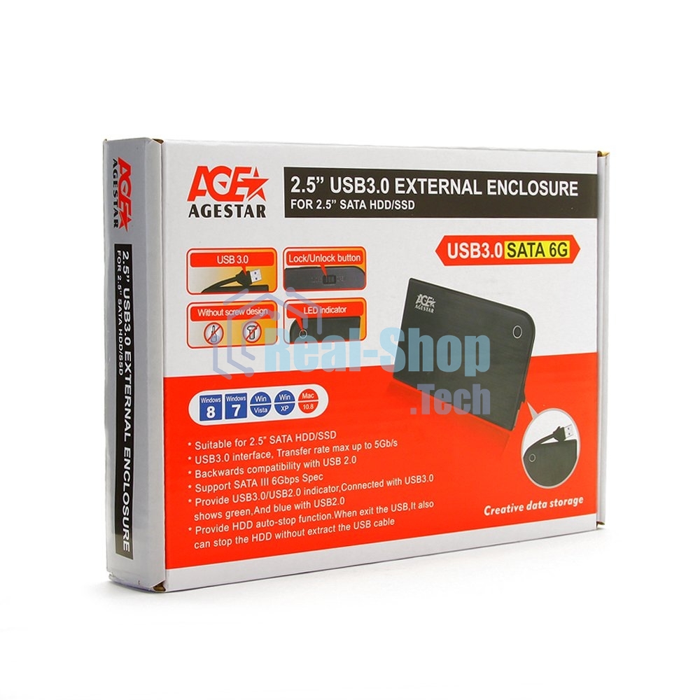 Внешний корпус для HDD AgeStar 3UB2A14 белый usb3.0 to 2,5