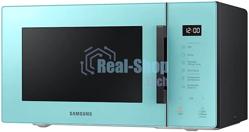 Микроволновая печь Samsung MG23T5018AN/BW голубой, 23 л, 800 Вт, переключатели - сенсор