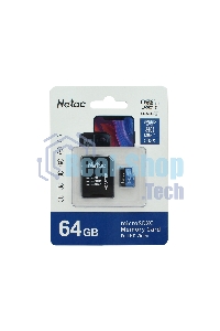 Флеш карта microSDHC 64Gb Netac P500 NT02P500STN-064G-R (с SD адаптером) 80Mb/s