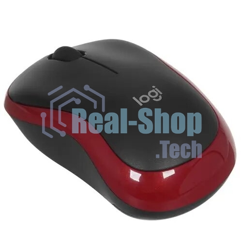 Мышь беспроводная Logitech M185, красный, 1000 dpi, радиоканал, USB, кнопки - 3