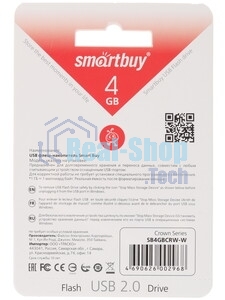 Флешка USB Smartbuy Crown white (SB4GbCRW-W), 4Gb, USB 2.0, R/W 15/5, белый/красный