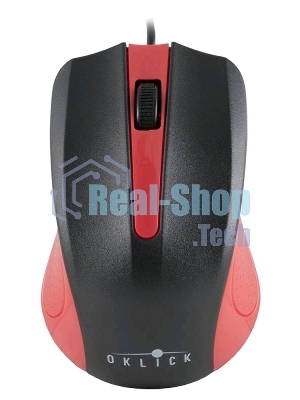 Мышь проводная Oklick 225M черный/красный, 1200 dpi, USB, кнопки - 3