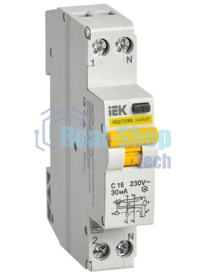 Выключатель автоматический дифференциального тока С 16А 30мА АВДТ32МL KARAT IEK MVD12-1-016-C-030
