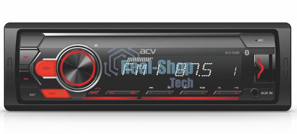 Автомагнитола ACV AVS-912BR, 1 DIN, Bluetooth, USB Type-A, AUX