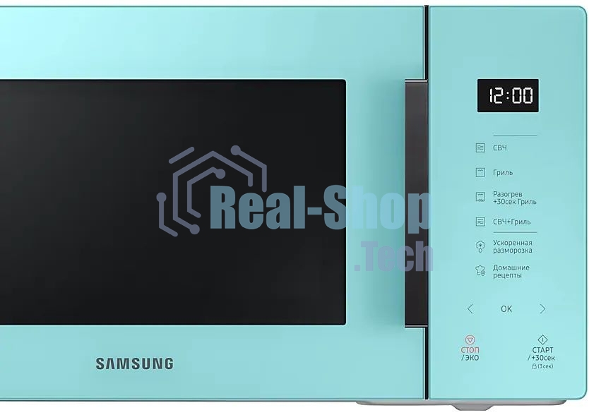 Микроволновая печь Samsung MG23T5018AN/BW голубой, 23 л, 800 Вт, переключатели - сенсор