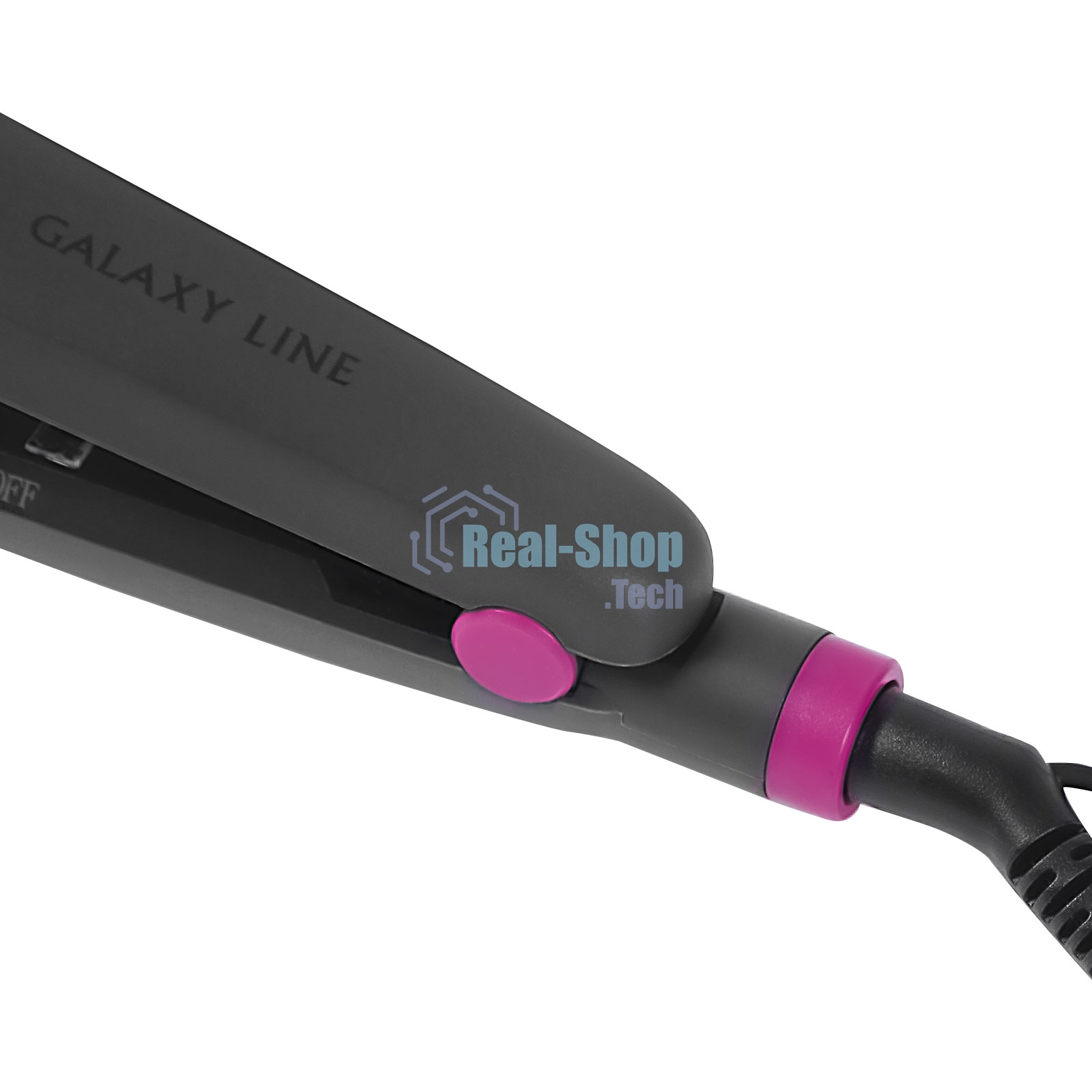 Щипцы для волос Galaxy Line GL 4522, черный, 30 Вт, керамическое покрытие рабочей поверхности, размер пластин 100х9 мм, нагревательный элемент с защитой от перегрева, температура 180°С, индикатор работы, петля для подвешивания, длина шнура 1,7