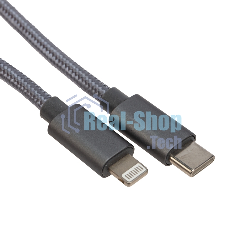 Кабель Rexant Type-C - Lightning PD/1м/nylon/gray
