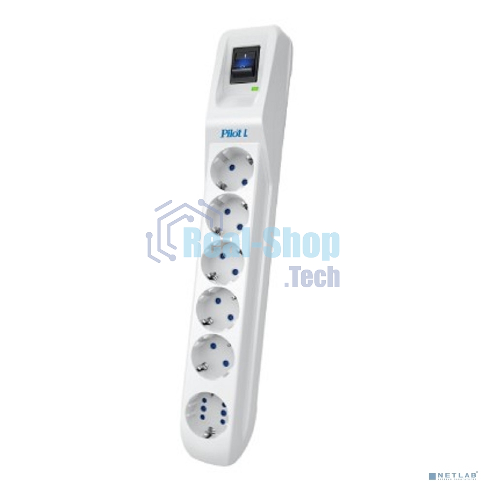 Сетевой фильтр Pilot L GP 6 розеток (5 евро + 1GP) 1.8 м/Surge protector Pilot L GP 6 sockets (5 Euro + 1GP) 1.8 m белый