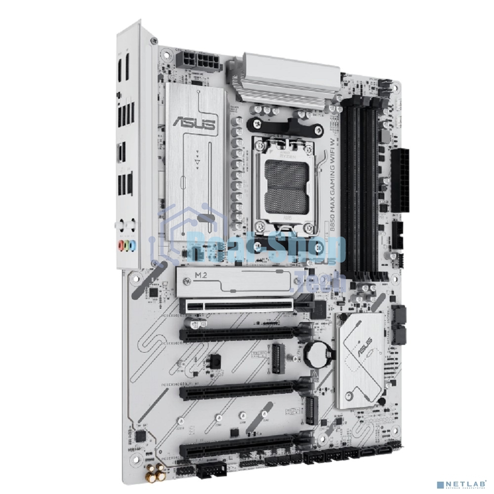 Материнская плата ASUS B850 MAX GAMING WIFI W, AM5, AMD B850, 4xDDR5, 4xSATA, 3xM.2, 1xPCIe 5.0 x16, 1xPCIe 4.0 x4, 2xPCIe 3.0 x1, 1xDisplayPort, 1xHDMI, 1x2.5Gb LAN, Wi-Fi 6E, Bluetooth 5.3, 1xUSB-C 10Gbps, 3xUSB-A 10Gbps, 2xUSB-A 5Gbps, 2xUSB-A 2.0, 3x3