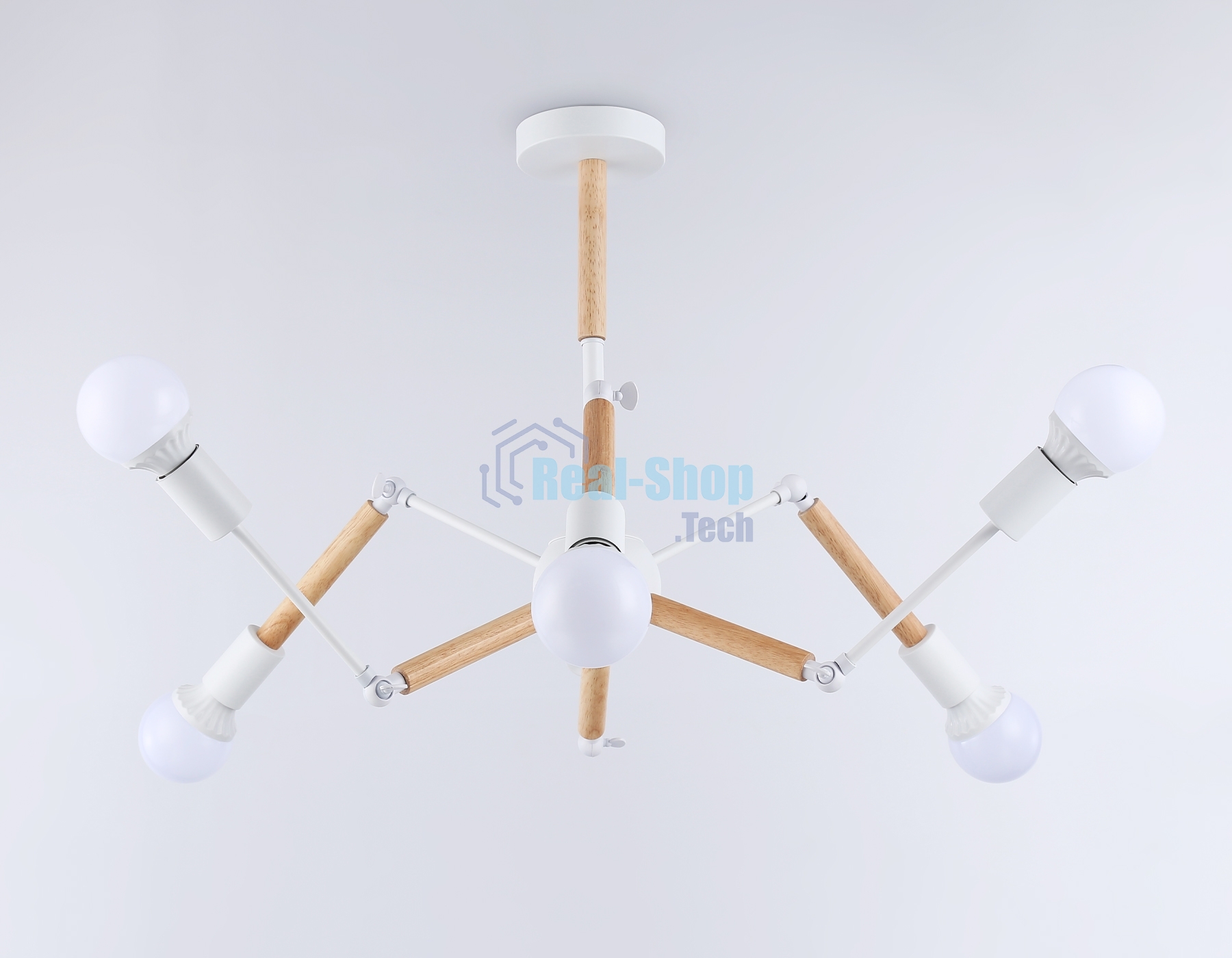 Светильник Ambrella light TR80485/6 WH/LW белый/светлое дерево E27/6 max 60W D930*510