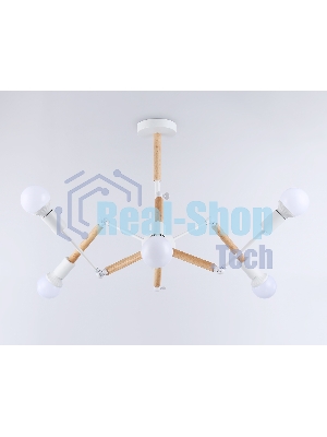 Светильник Ambrella light TR80485/6 WH/LW белый/светлое дерево E27/6 max 60W D930*510