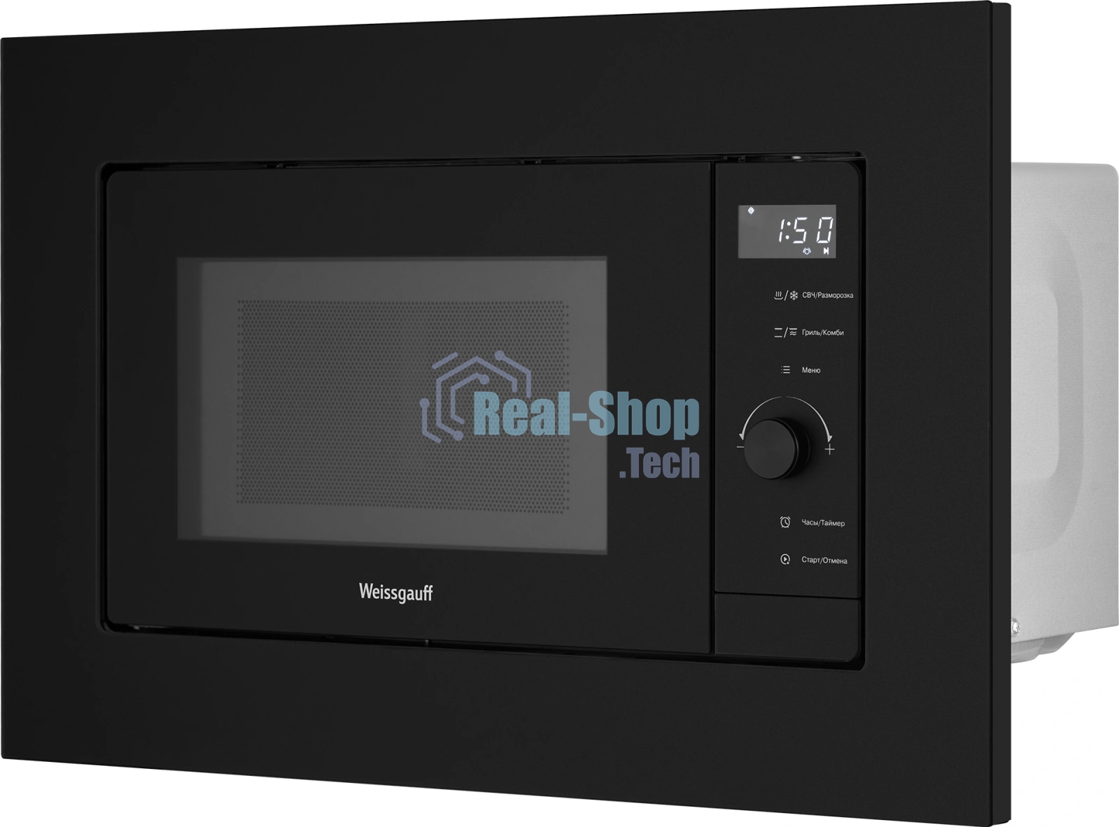 Встраиваемая микроволновая печь Weissgauff HMT-620 BG Grill Matt Edition черный, 20 л, 700 Вт, переключатели - сенсор, поворотный механизм