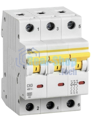 Выключатель автоматический трехполюсный ВА47-60M 3Р 63А 6кА С MVA31-3-063-C IEK